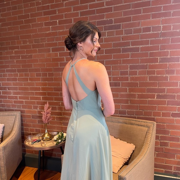 Size A6 Azazie Matcha Chiffon Bridesmaid dress style: Davis. Worn once - Picture 5 of 7